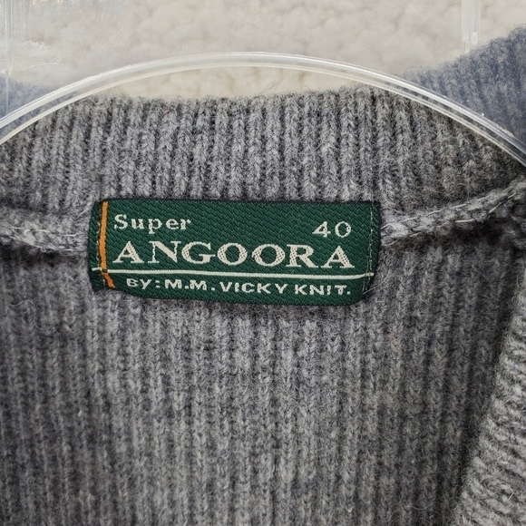 Vtg 90s Y2K Preppy Dad Sweater Vest Pullover Gray V-Neck Mens 40 Super Angoora - Picture 9 of 9